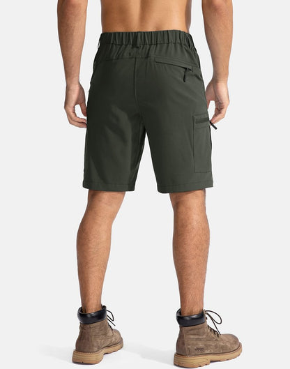 Pudolla Men's Hiking Cargo Shorts 9" Lightweight Outdoor Work Shorts for Men Travel Golf Camping Casual with 5 Zipper Pockets(Army Green XX-Large)