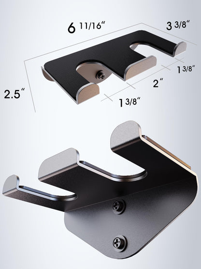 VAIIO Double Olympic Barbell Hanger,Vertical Barbell Mount Rack,Garage Gym Bar Wall Rack,Black Powder Coated,Space Saving Commercial or Home Gym Accessory,Holds Under 33mm Bar Size