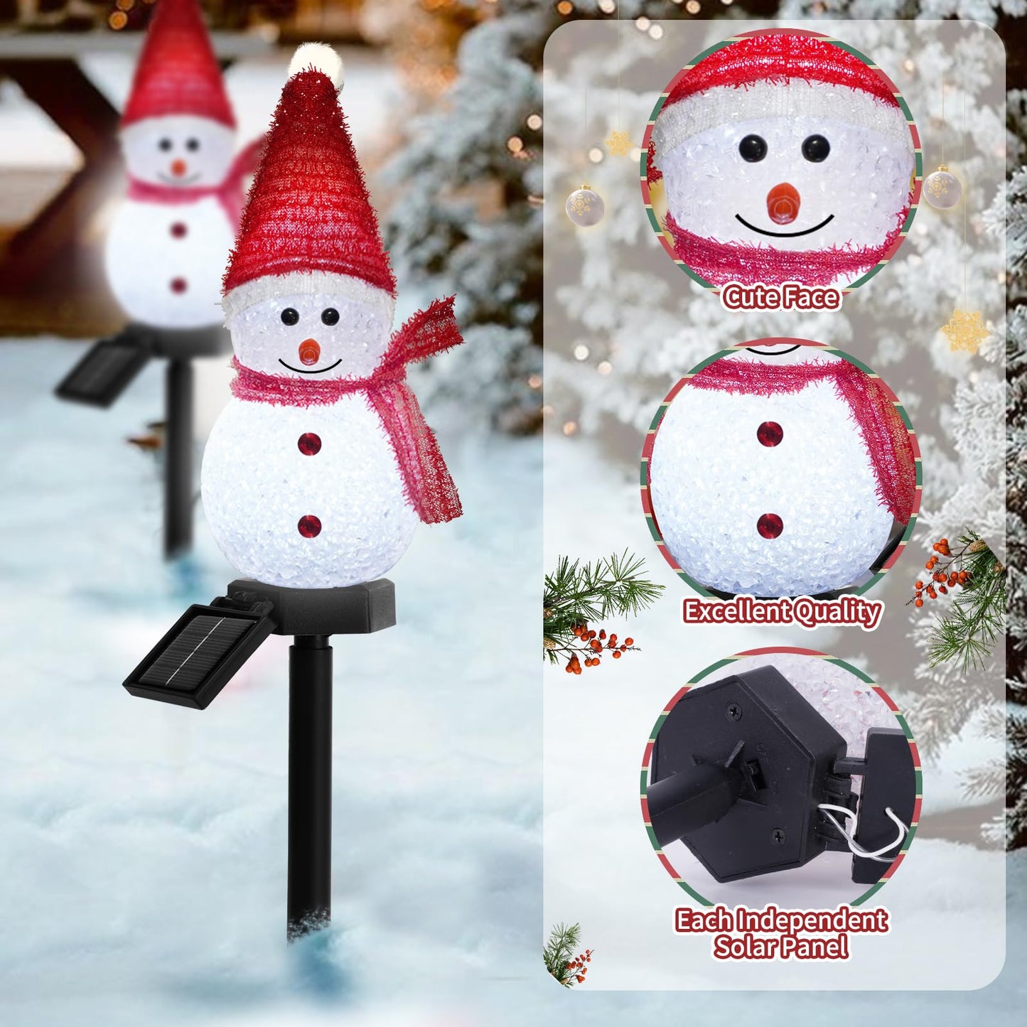 Christmas Pathway Lights Outdoor Snowman Pathway Lights Outdoor Solar Christmas Decorations 3 Pack Solar Pathway Lights Waterproof Snowman Decorations for Garden Yard Decor
