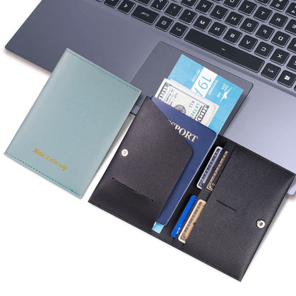 Passport Holder for Travel Passport Wallet Cover Case for Women, Travel Wallet Essentials for Men and Family. Blue & Black