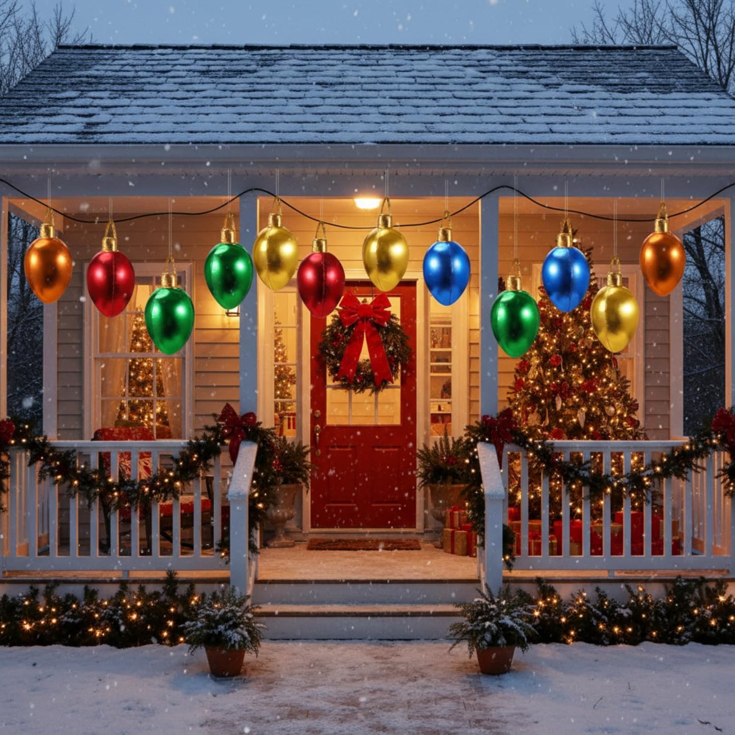 Charnoel 10 Pack 12" Christmas Inflatable Bulb Ornament with Glitter Cloth Cover, Giant PVC Xmas Blow Up Ornaments Holiday Blow Bulb for Yard Outdoor Lawn Porch Decorations (Classic)