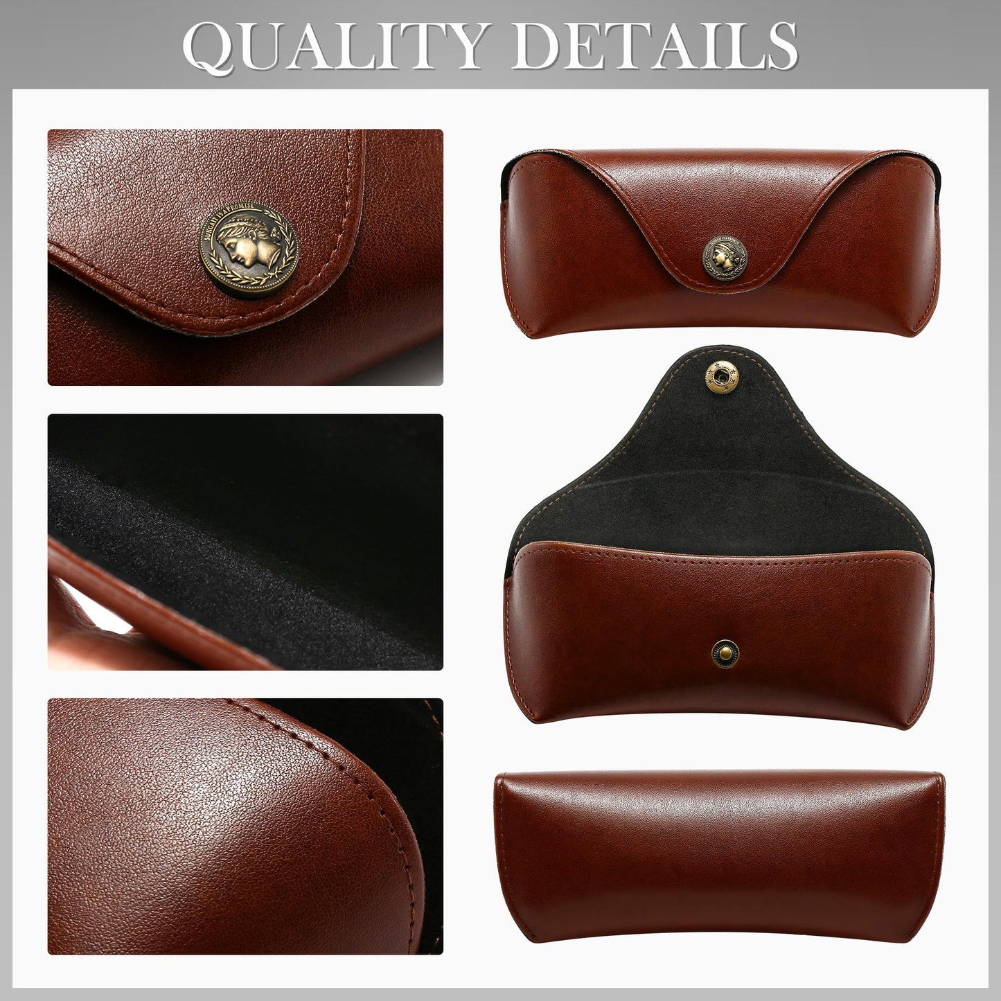 SUNGAIT Vegan Leather Glasses Case Portable Sunglasses Holder Hard Shell Slim Design Travel-Ready SGTCASE-ZS