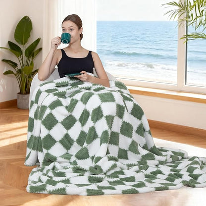 Ultra Soft Jacquard Shaggy Fleece Throw Blanket, Lightweight Warm and Plush, Cozy Couch and Travel Blanket, Multiple Colors and Sizes, Year Round Comfort, 50x60 Inches