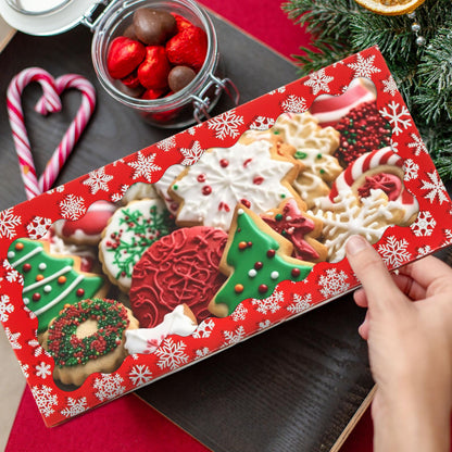 Tenceur 100 Pieces Christmas Cookie Boxes with Window & Lid 12.5 x 5.5 x 2.5 Inch Red and White Snowflake Bakery Boxes Christmas Xmas Candy Treat Food Container for Xmas Gift Wrapping Party Favor