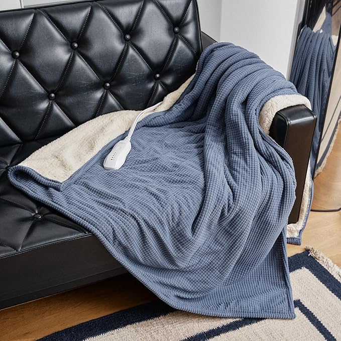 Heated Blanket Throw 50"x60", ETL & FCC Certified Electric Blanket with 3-Hour Timer Auto-Off & 5 Heating Levels, Overheat Protection, Machine Washable - Dusty Pink