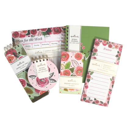 Hallmark Journal and Stationery Set (Journal, List Pads, Pocket Notepad and weekly desk planner) Floral Collection