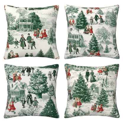 Ecixzyo Christmas Throw Pillow Covers 18x18 Inch Set of 4 Pillowcases Outdoor Home Decor for Couch Bed Sofa Living Room