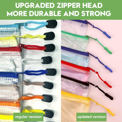 24pcs Mesh Zipper Pouch Bags A4 Zipper Bags for Classroom Organization, Waterproof Document Zipper Pouches for Cosmetics, Travel Storage File Bags for Office Supplie