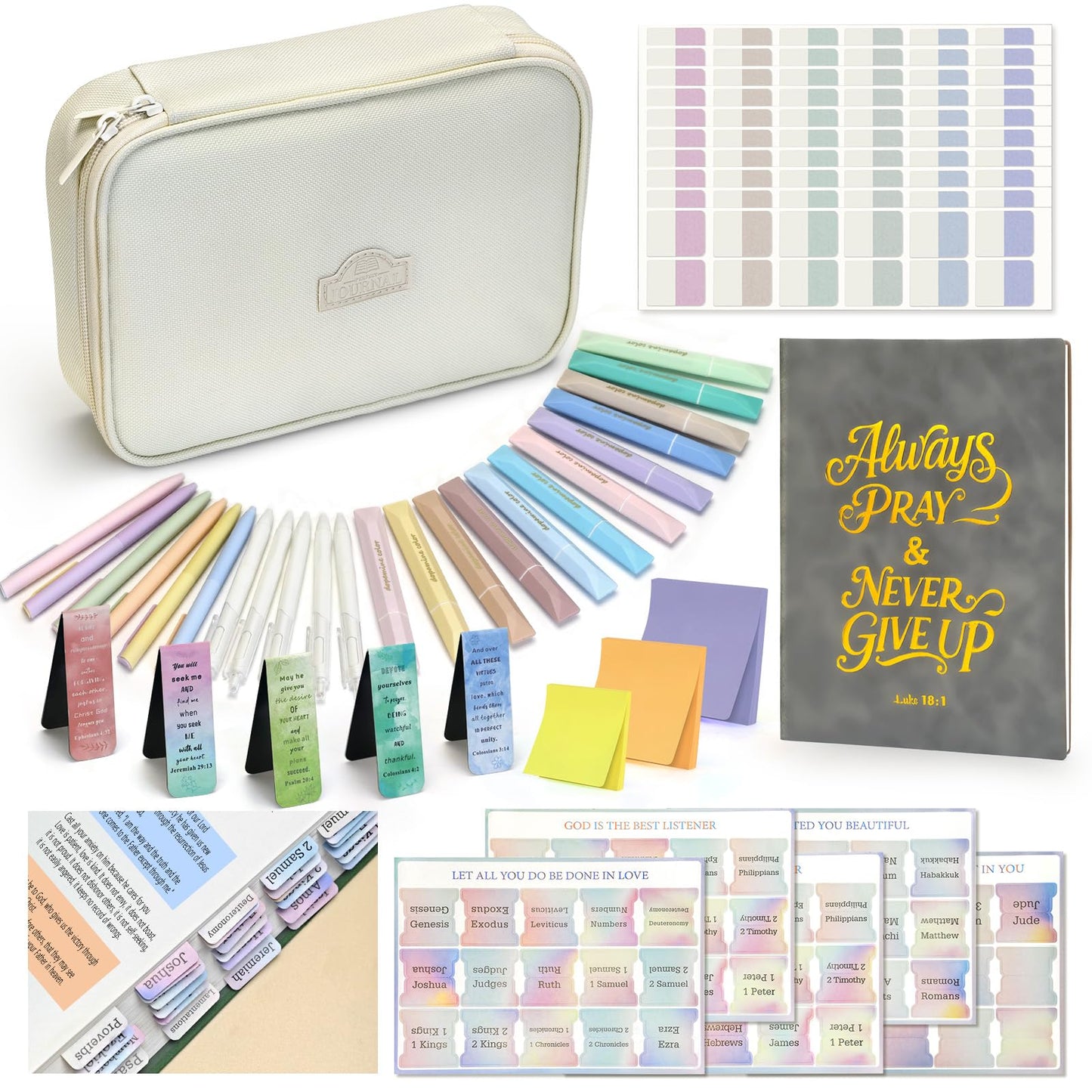 Bible Study Supplies, Bible Journaling Kit for Women, Bibles Highlighters and Pens No Bleed, Notebook Tabs, Christian Gifts for Women Beginner Christian Gifts Bible Study Kit Annotation Kit
