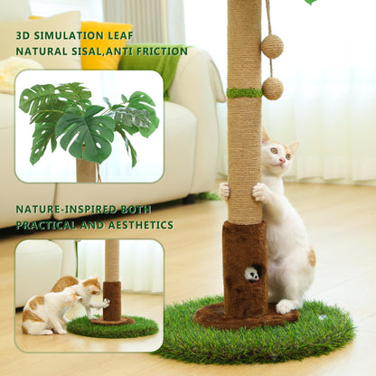 Woochpet Cat Scratching Post for Indoor Cats and Kitten - 35.43" Tall Cat Scratching Post with Sisal Rope,Palm Tree Cat Scratch Post with Hanging Ball