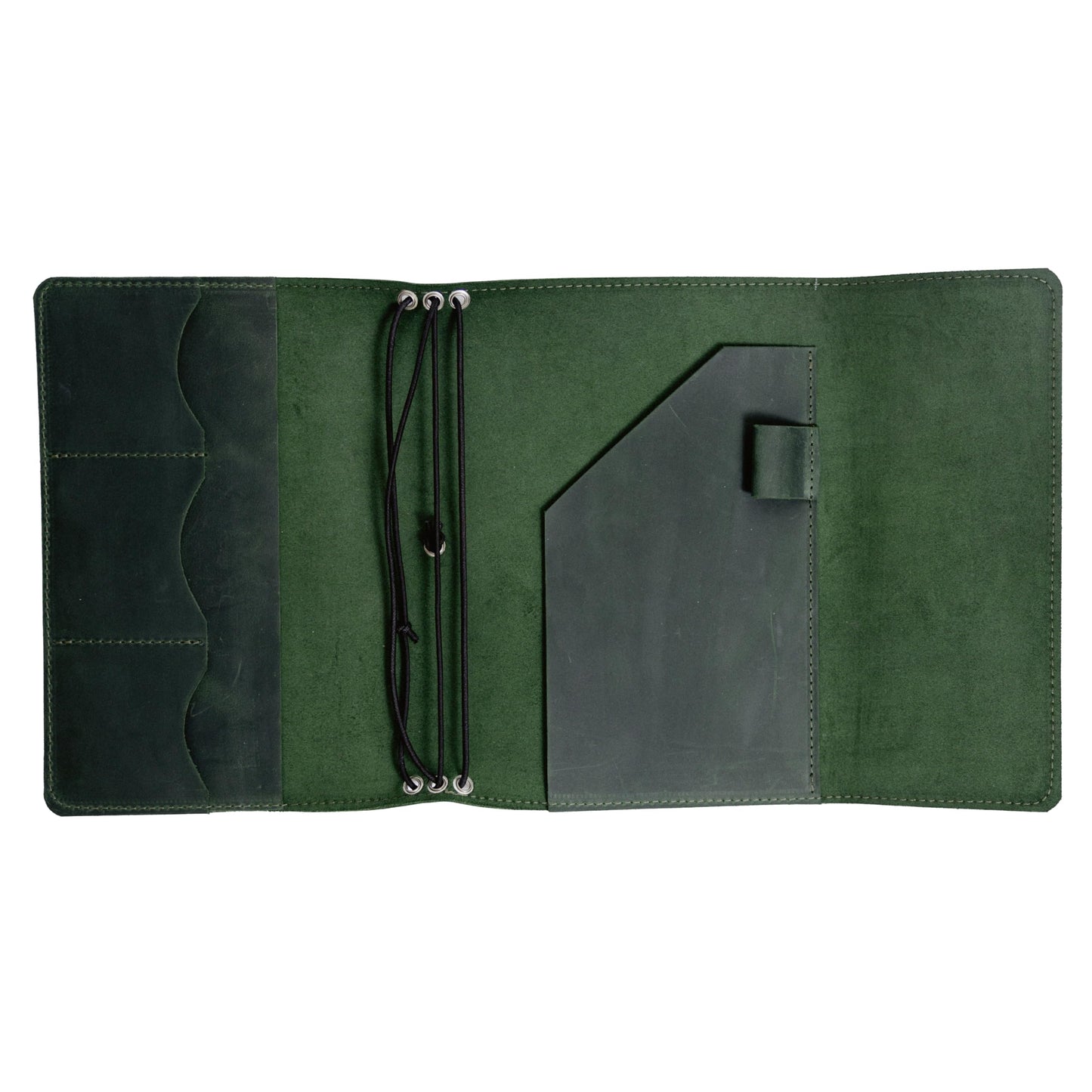 TORAKIP Leather A5 Notebook Cover – Refillable Journal Cover with Pen Holder & Card Slots, Handmade Leather Notebook Case, Fits A5 Notebooks (Paper Not Included), Green
