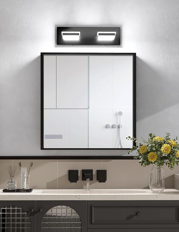 VOLISUN 5CCT Dimmable Bathroom Light Fixtures Over Mirror, Modern Bathroom Vanity Light Fixtures, 360°Rotatable Head, Black LED Vanity Lights for Bathrooms(15.5-Inch)