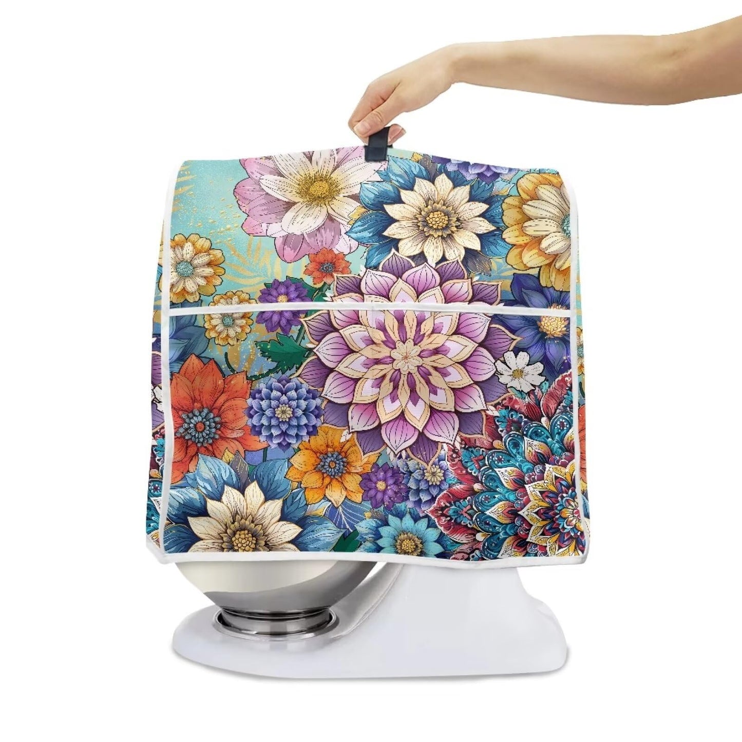HUISEFOR Kitchen Stand Mixer Covers Boho Mandala Flower Mixer Cover Dust Cover Washable Kitchen Appliance Cover for 4.5-5 Quart Mixers, Keep Your Kitchen Clean
