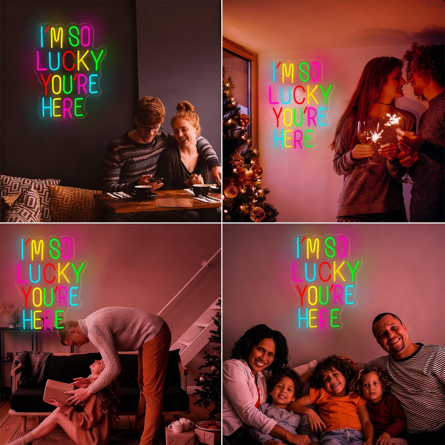 I’m So Lucky You Are Here Neon Sign, Dimmable LED Light Up Neon Sign for Girls Bedroom Club Wedding Bachelorette Valentine's Day Party Wall Decor Birthday Christmas Gift for Daughter Teen Girls Friends (I’m So Lucky You Are Here)