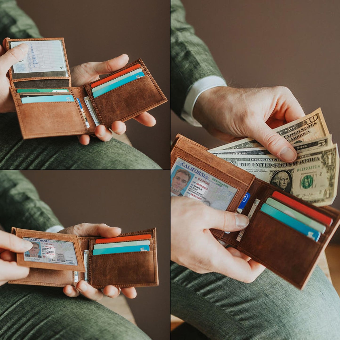 BERLINER BAGS Premium Genuine Leather Mens Wallet Peter – Slim Front Pocket Bifold Wallet for Men, Minimalist Design, RFID Blocking, Holds 8 Cards, ID Window, Gift Box - Brown