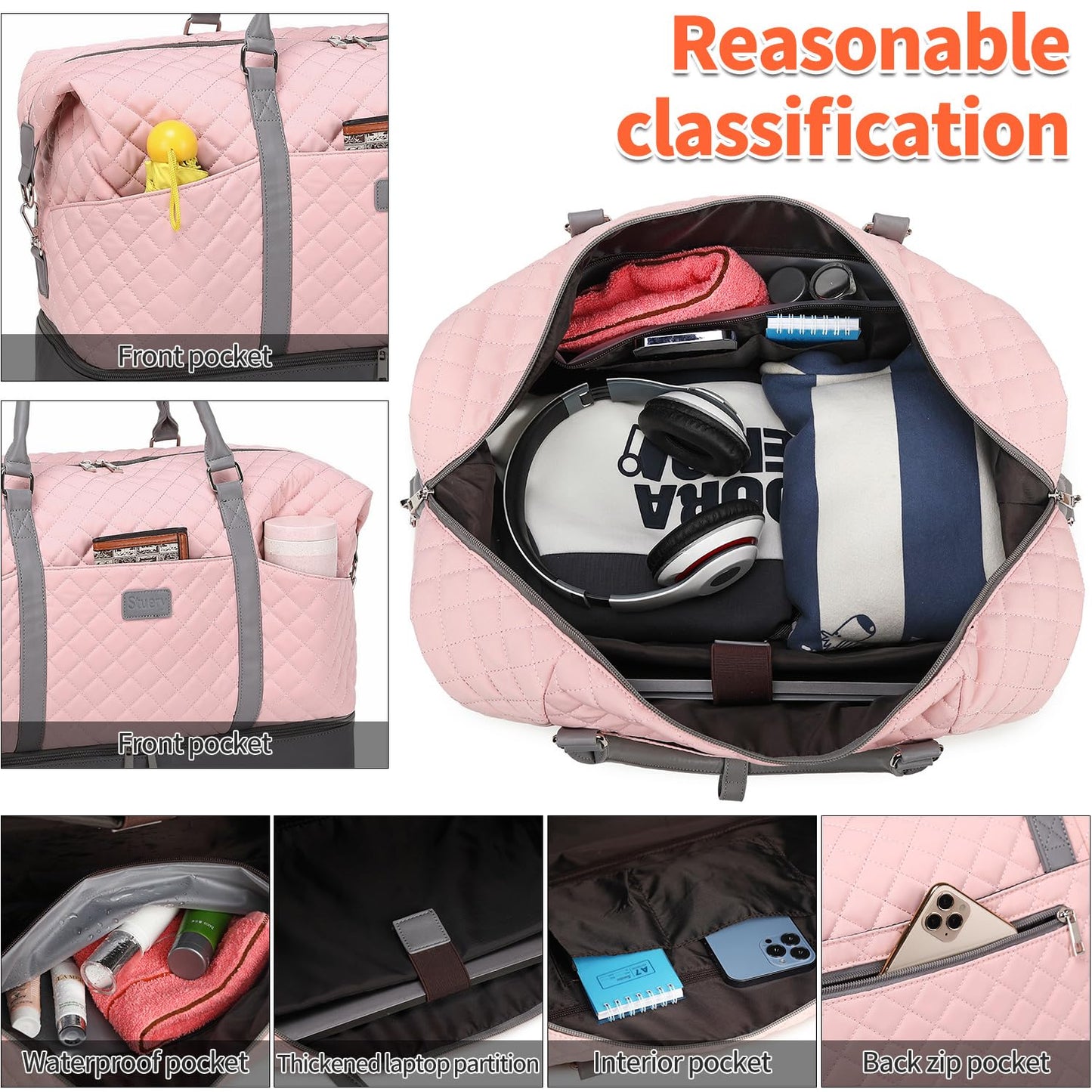 Weekender Bags for Women with Toiletry Bags Large Overnight Bags Travel Duffel Bag Carry On Shoulder Weekend Tote with Shoe Compartment and Wet Pocket