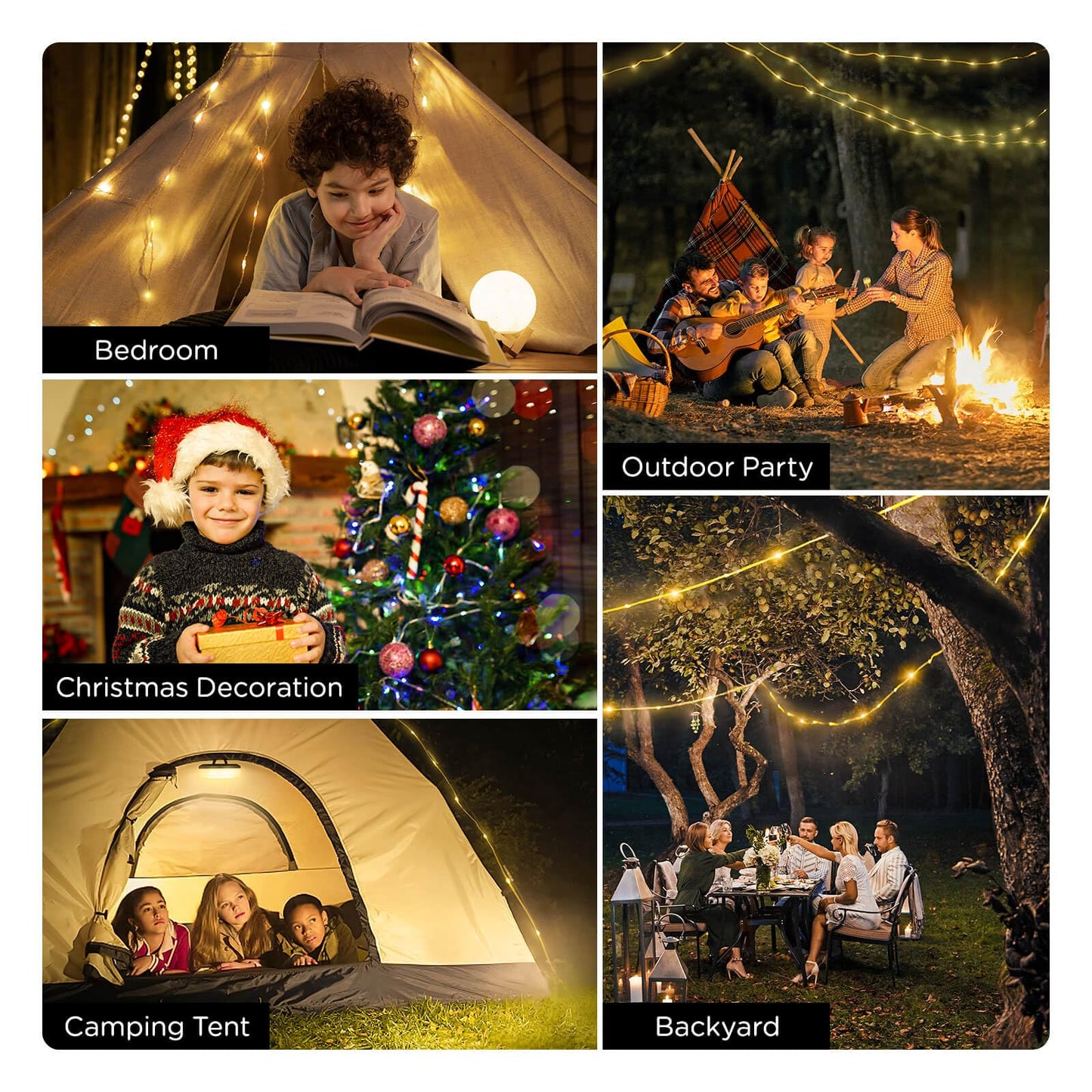 OGERY Camping String Lights, 4 in 1 Quick Storage 32.8FT Rechargeable Indoor Outdoor Fairy String Lights with 8 Lighting Modes, Hanging Portable LED Lamp for Christmas Decor Patio Party Essentials