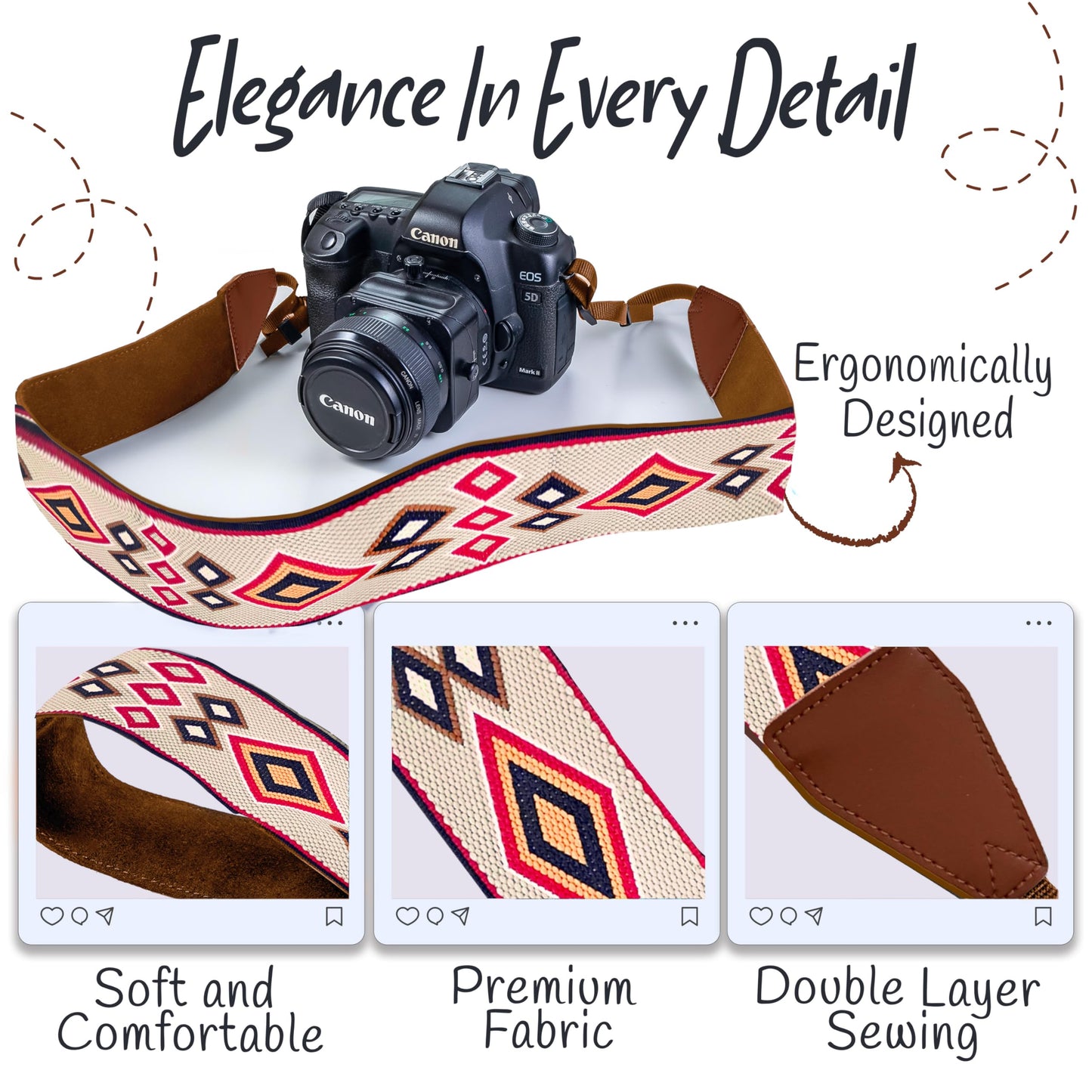 Art Tribute Camera Strap For Photographers Padded Universal Fit Neck Shoulder & Crossbody Strap Quick Release For DSLR/SLR/Mirrorless Canon Nikon Sony Olympus Compatible Great Gift for Photographers