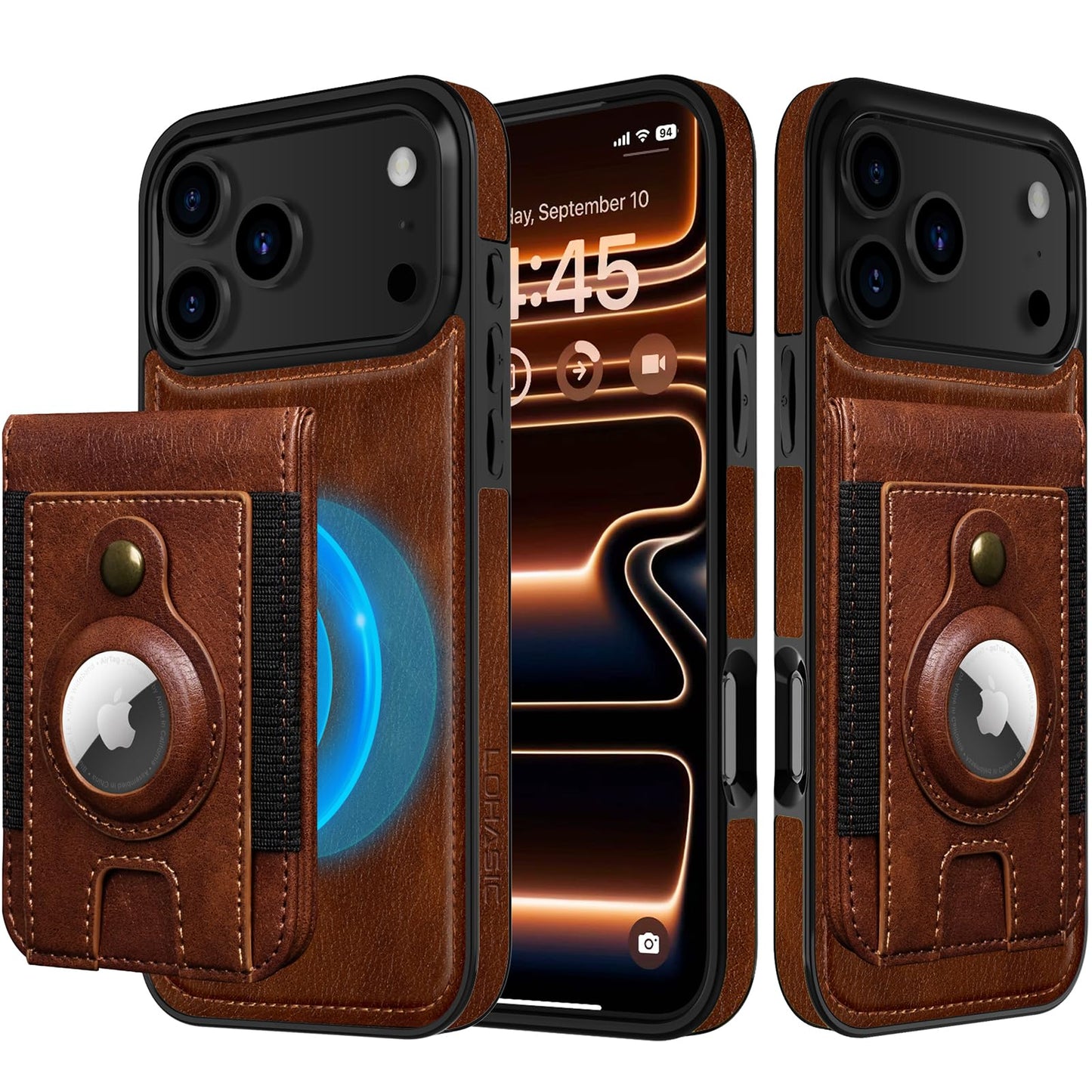 LOHASIC for iPhone 17 Pro Max Wallet Case, Magnetic Detachable Credit Card Holder Slot with RFID Blocking Cases Kickstand Compatible with Magsafe 6.9 inch, Dark Brown