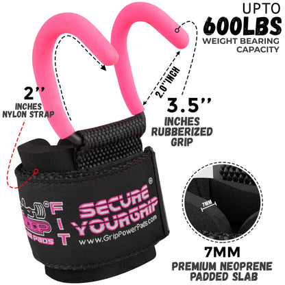 Weight Lifting Hooks with Wrist Wraps, Heavy-Duty Power Grips for Training, Deadlifts & Pull-Ups, Gym Strength Lifting Straps (Set of 2)