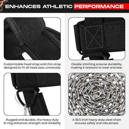 SAWANS Neck Trainer Harness for Weight Sports - Neck Stretcher & Head Trainer - Adjustable, Black