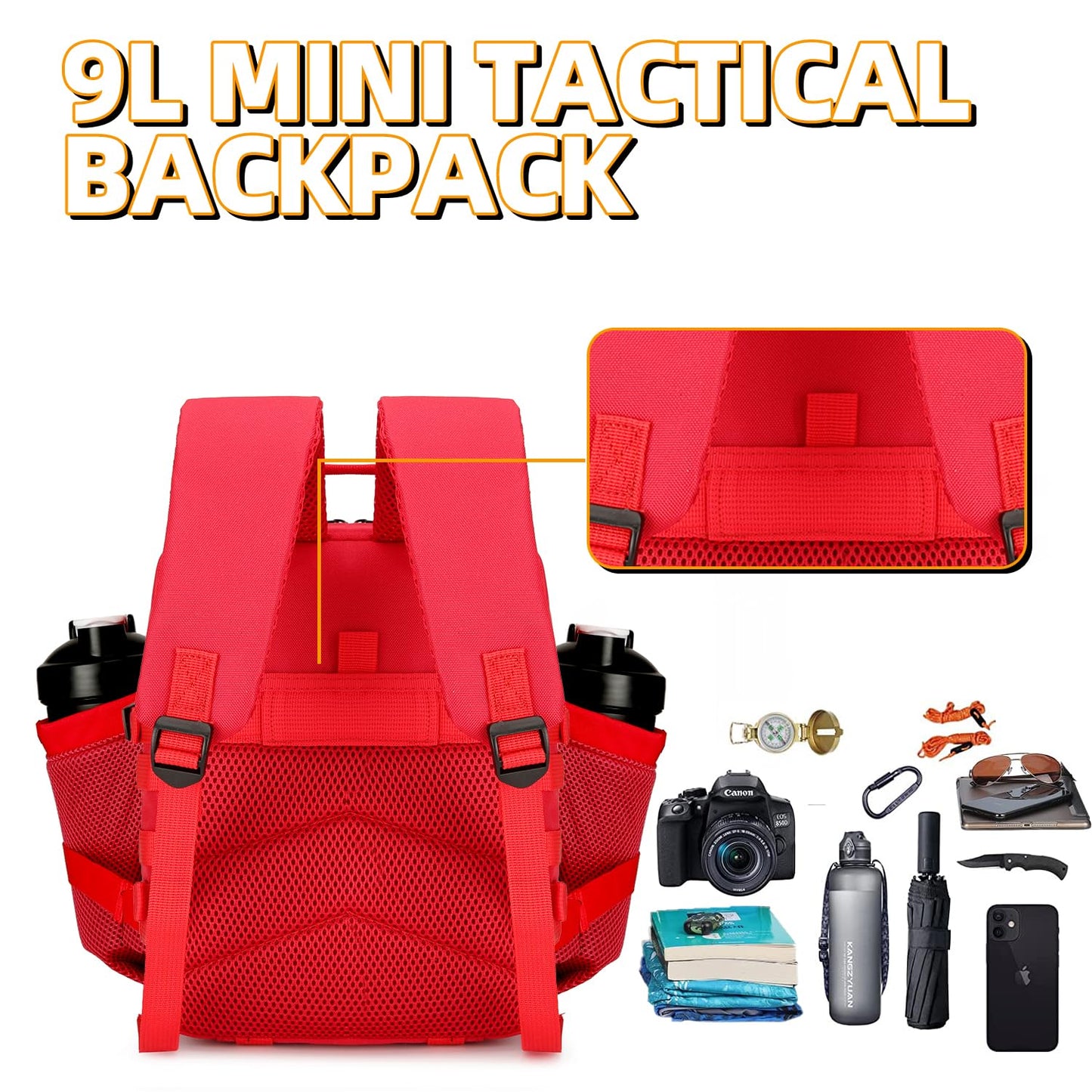 HongXingHai 9L Mini Tactical Backpack for Men and Women Tactical Backpack Small for Hiking Small Tactical Bag Fitness Pack
