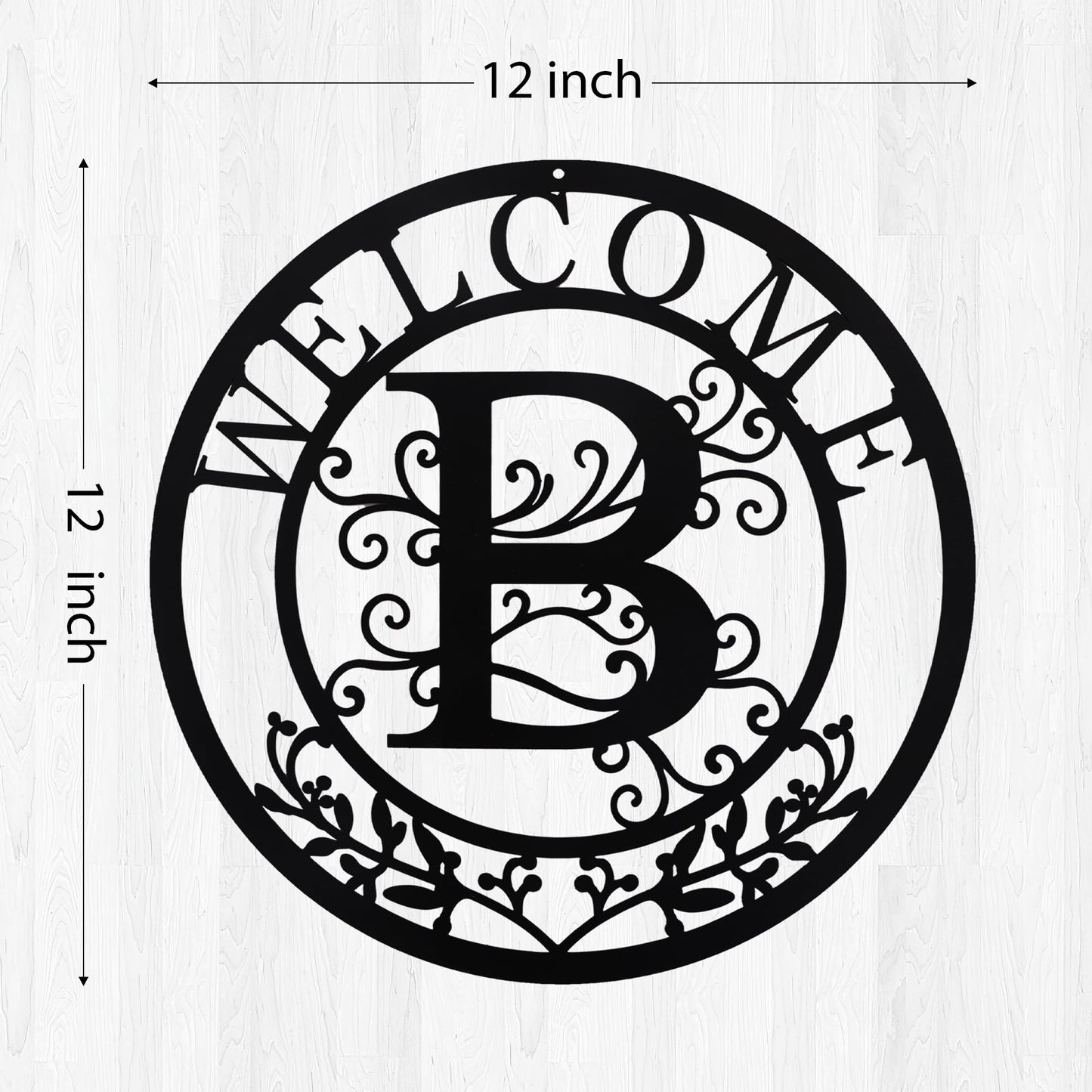 BVLFOOK Metal Wall Art, Letter B Monogram, Personalized Name Sign, Black Wall Decor, Custom Family Name, Welcome Plaque for Door Living Room Kitchen Dining Room Indoor Outdoor Decoration Christmas