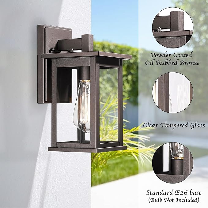 Bestshared Outdoor Wall Lantern Sconce,Outside Wall Lights for House,Porch Lighting Fixture,Anti-Rust Front Door Lamp Light for Front Porch Corridor Doorway Patio(Oil Rubbed Bronze, 1 Pack)