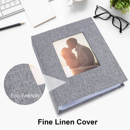 Vienrose Small Photo Album 4x6 Photos, 2 Pack Linen Cover Mini Photo Book, 26-Page Holds 52 Pictures, Artwork or Postcards Storage for Baby, Grey