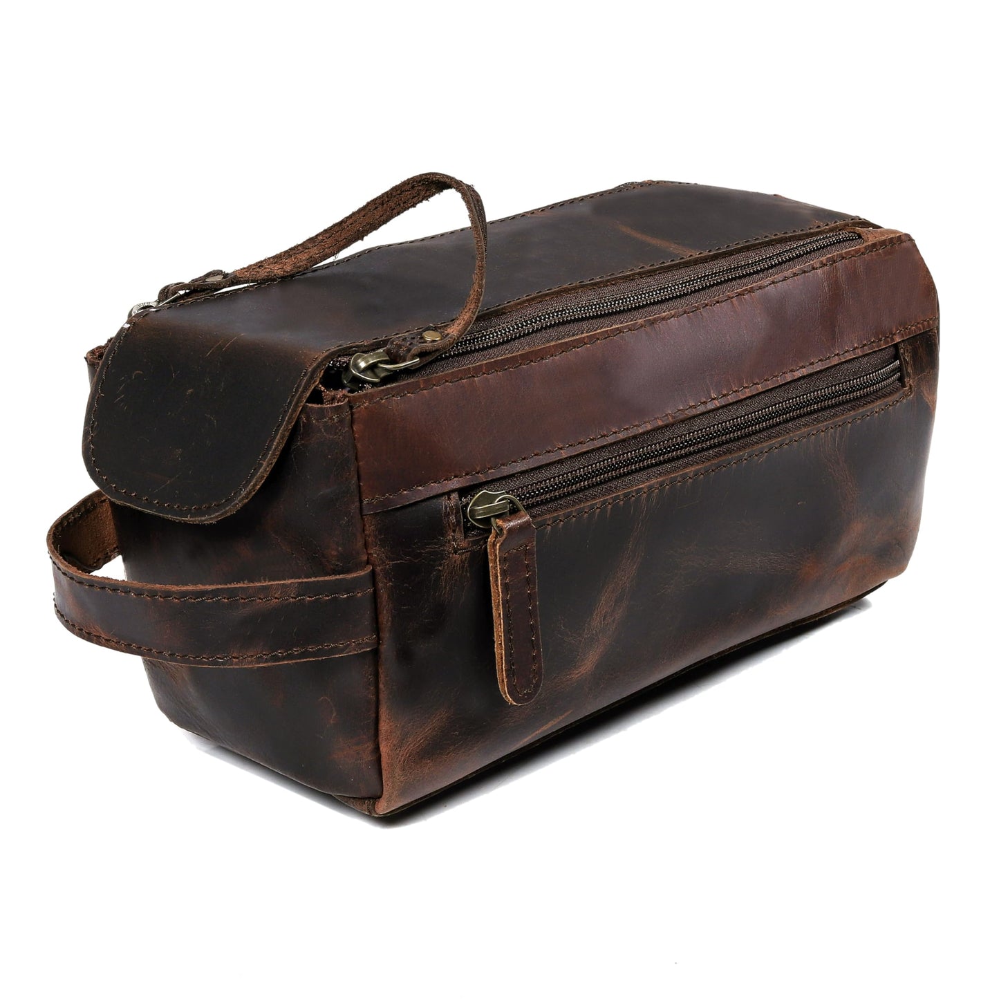 cuero Premium Buffalo Leather Unisex Toiletry Bag Travel Dopp Kit Vintage Travel Shaving & Dopp Kit For Men And Women