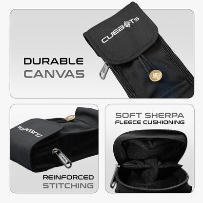 CUEBOTS Canvas Soft Cue Case, 2x2 Case, Pool Stick Case, Stick Case Holds 2 butts and 2 shafts, Multi Pocket Billiards Bag, Cue Stick Carrying Bag
