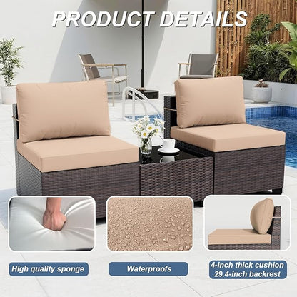 ALAULM 13 Pieces Patio Furniture Set with 2 Swivel Chairs Patio Furniture Outdoor Sectional Sofas with 55000 Gas Fire Pit Patio Conversation Set w/10 Cushions-Sand