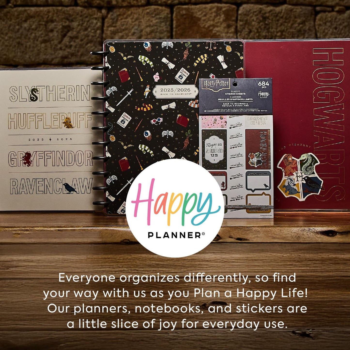 Happy Planner Harry Potter Notebook for Office, School or Journaling, Disc-Bound Notebook, 3 Dividers, 60 Dot-Lined Pages, Big Size, Back to Hogwarts