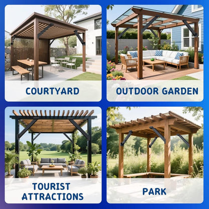 45 Degree Angle Brackets Kit - 4 Pcs for 6''x6'' Lumber | Ideal for Pergolas & Gazebos