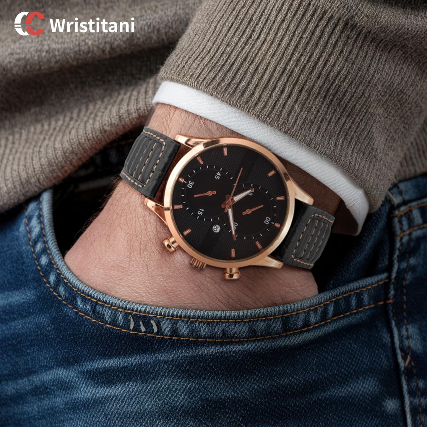Wristitani Leather Watch Band for Men, 20mm 22mm Top Genuine Leather Watch Strap - Quick Release Watch Band Vintage Wristband Suitable for Classic Quartz Mechanical Smartwatches