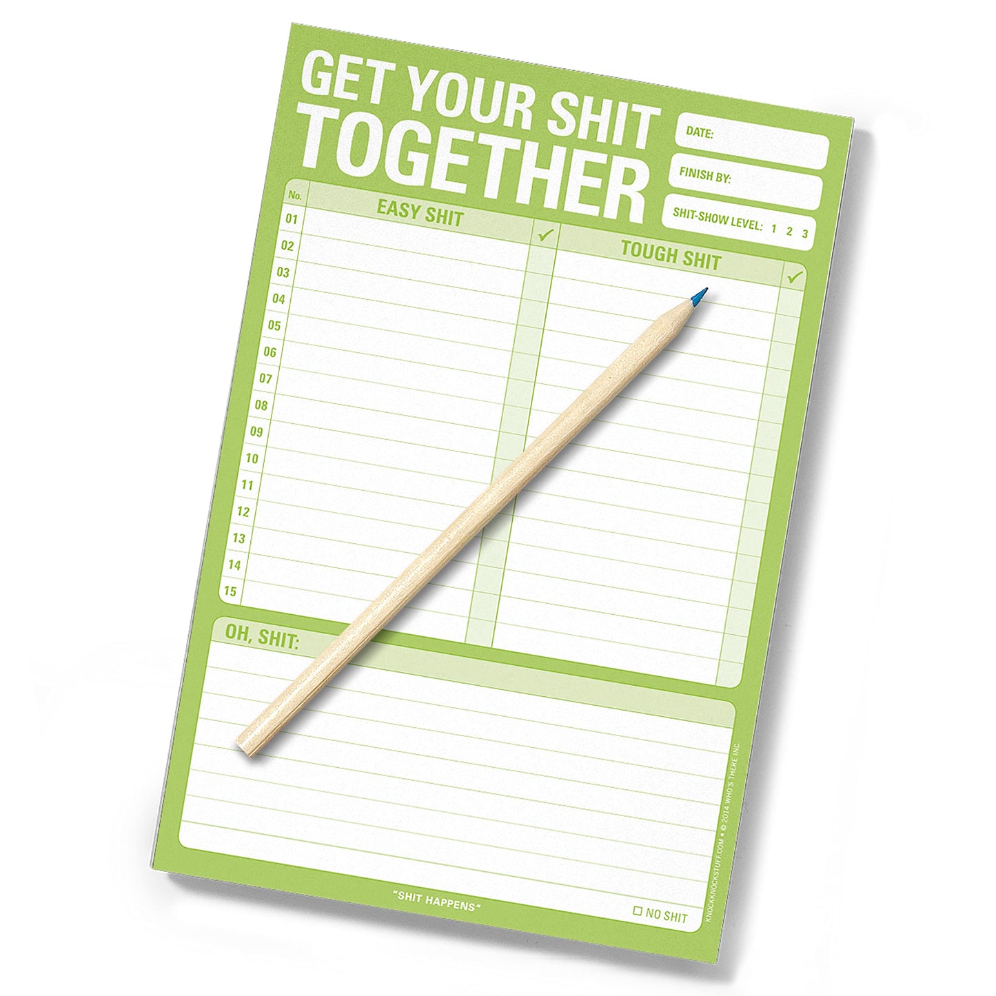 1-Count Knock Knock Get Your Shit Together Pad, To Do List Notepad & Daily Planner Pad, 6 x 9-inches (Green)