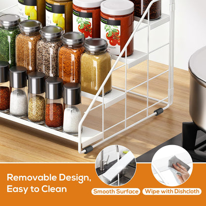 Spice Rack Organizer for Cabinet, 4 Tiered Spice Rack Organizer, Tiered Adjustable Spice Shelf for Kitchen Countertop Pantry Organization (Bright Black)