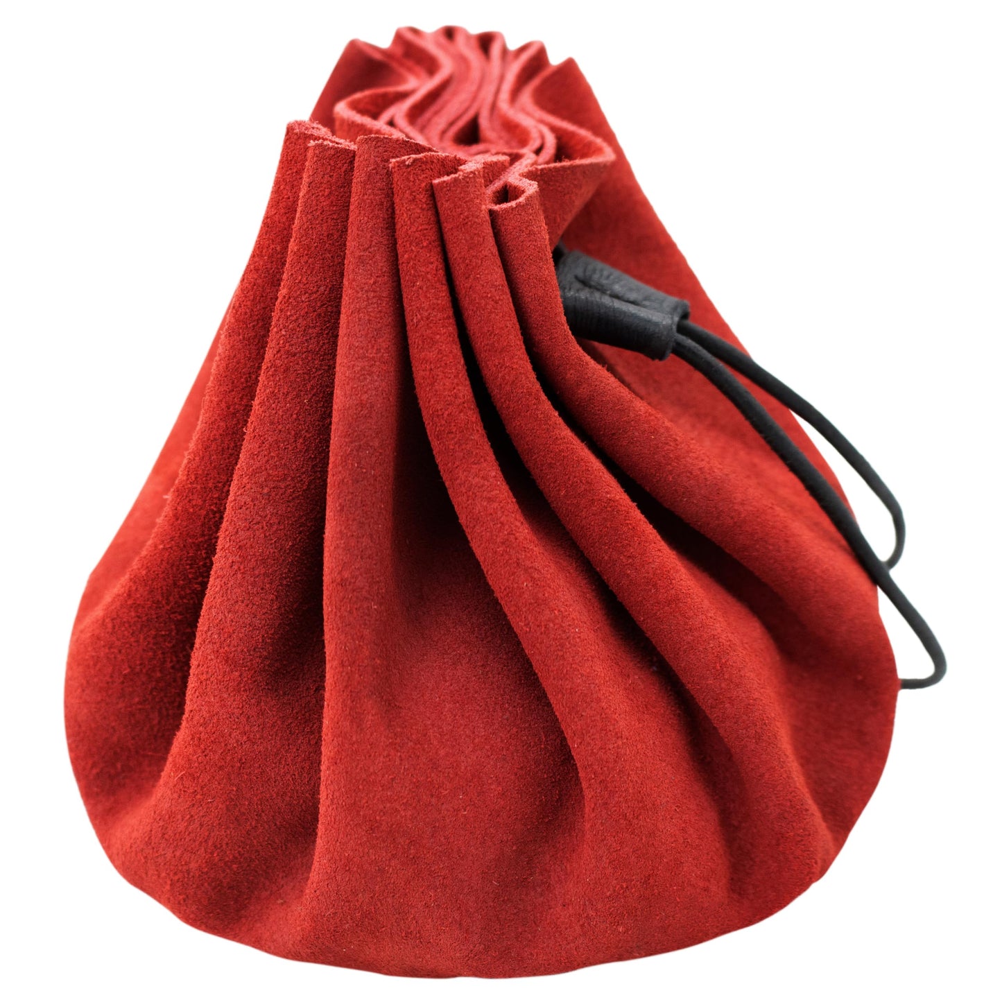 Mythrojan medieval leather pouch suede drawstring belt bag for larp, viking, renaissance cosplay, coin & jewelry waist purse- Red, 4.9" x 3.5"
