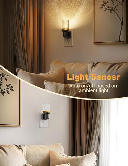 JandCase LED Night Light, Dimmable Night Lights Plug into Wall, Modern Nightlight with Auto On Off Light Sensor, 3000K Soft White Night Light 0-100LM Brightness for Bathroom Hallway Bedroom Decor