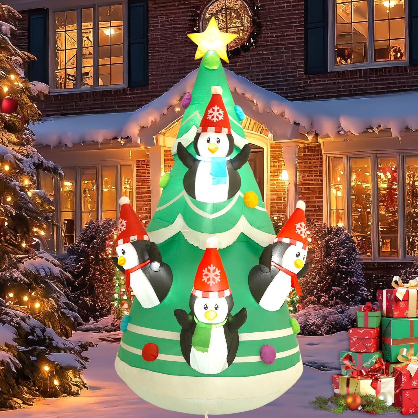 InfleasJoiy 10FT Christmas Tree Inflatable Decoration with Built-in LED Lights, Christmas Outdoor Inflatable Decoration for Lawn, Yard, Garden, Patio