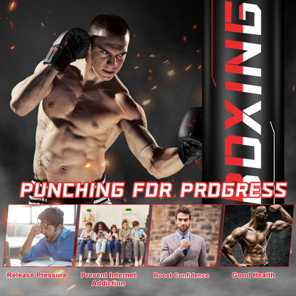Freestanding Punching Bag for Adult Teens, 70" Heavy Punching Bag with Boxing Gloves and Electric Air Pump for Beginners Kickboxing Training MMA Muay Thai Fitness Office Home Gym
