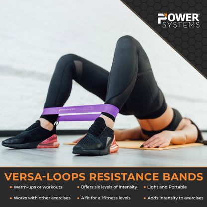 Power Systems Versa Loops, Resistance Bands for Personal Training, Ideal for Short, Limited Movements, 12" in Diameter, Green, Light Resistance, Single Unit