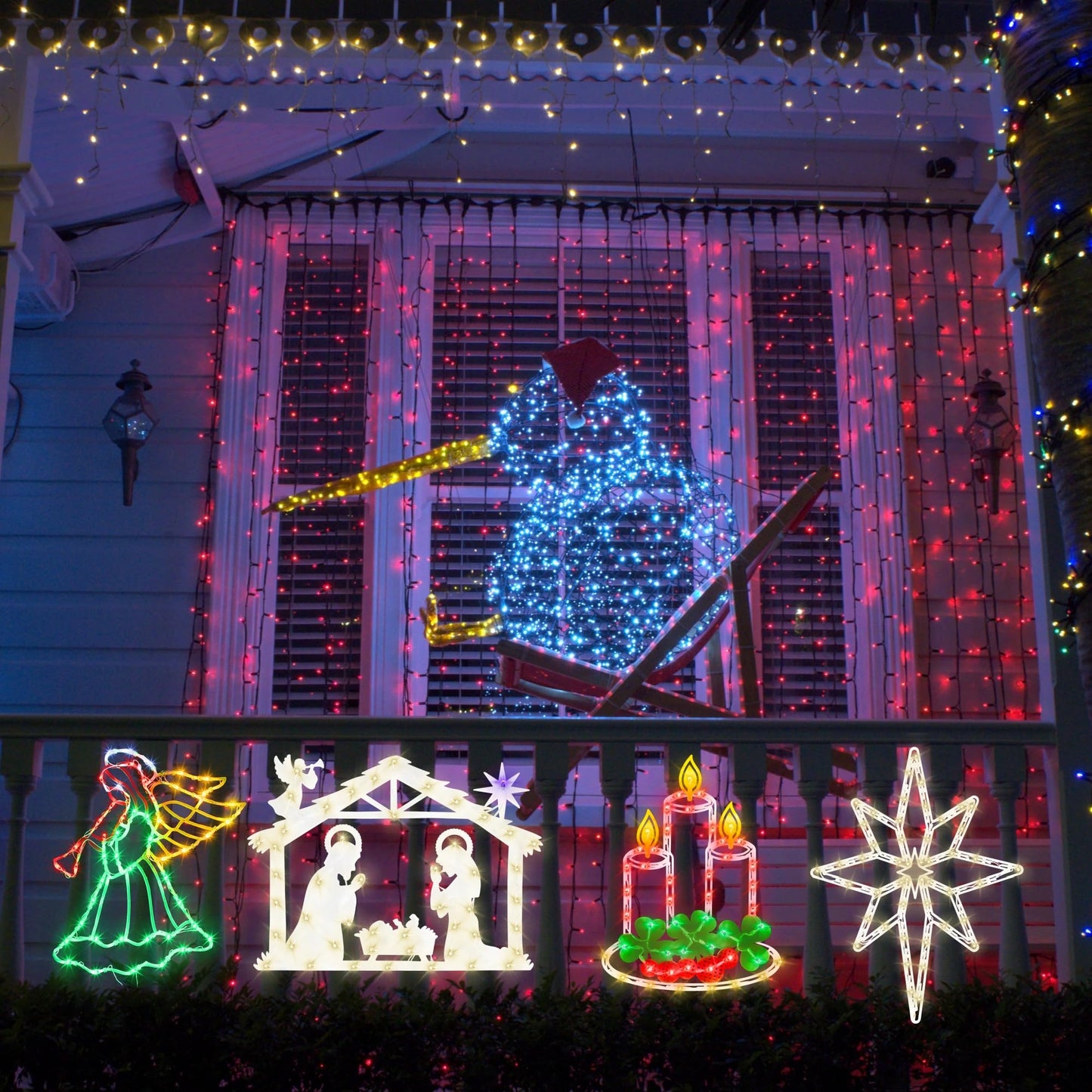 TRWYMZ 16" Christmas Window Silhouette Lights - 6 Pack Colour Lighted Bell, Angel, Candle, Nativity, Bethlehem Star, Reindeer for Holiday Indoor and Outdoor Wall Door Window Decorate
