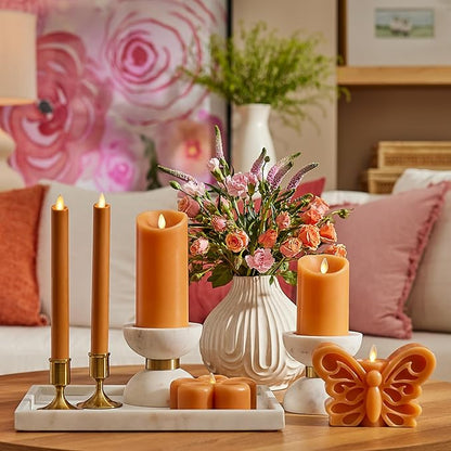 Luminara - Flameless Battery Operated Taper Candle - Sunlit Honey - Pack of 1-1x9.5 - LED Flickering Flame - Realistic Safe for Home Kids and Pets