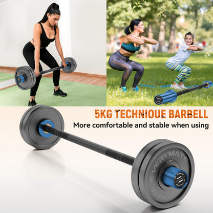 EVERYMATE 5kg Olympic Technique Bar – Lightweight Aluminum Training Barbell for Beginners, Youth & Rehab | 25mm Knurled Grip, 150lb Capacity, Compatible with 2" Weight Plates – Ideal for Form Practice & Cross-Training