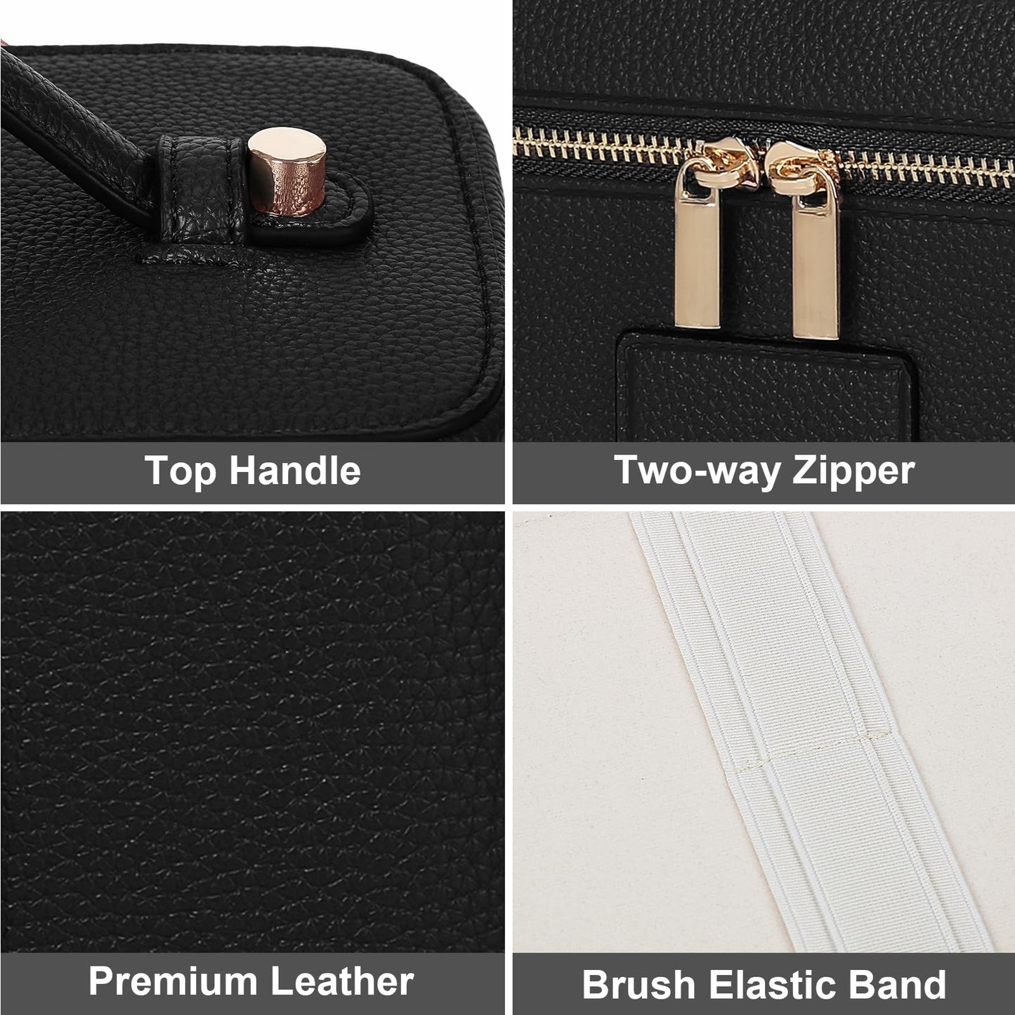 HiTotes Makeup Bag Vanity Case for Women Leather Cosmetic Bag Travel Toiletry Bags Portable Makeup Organizer Case
