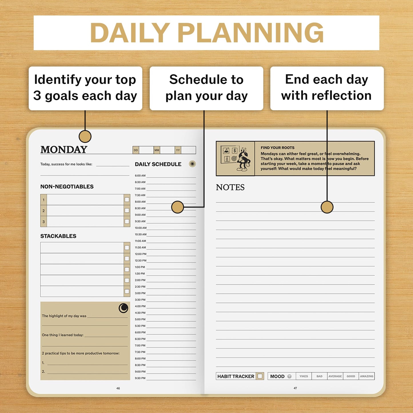 Sprouht Undated Daily Planner | 90 Day Daily & Weekly Productivity Journal with Hourly Schedule, To Do List, Goal Tracker & Habit Tracker | ADHD Planner for Men & Women | Hardcover Agenda (Cream)