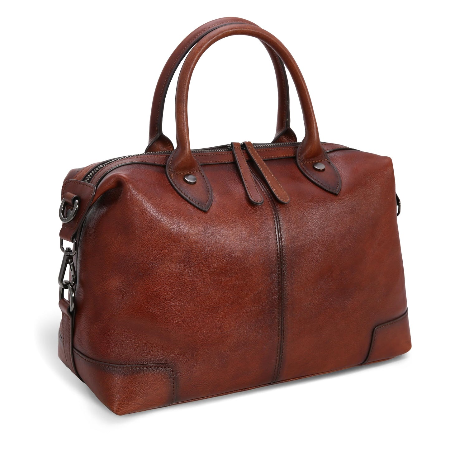 HESHE Genuine Leather Satchel Tote Bag for Women Leather Purse Large Capacity Top Handle Handbag Designer Shoulder Bags Vintage Cross Body Doctor Bag (Brown)