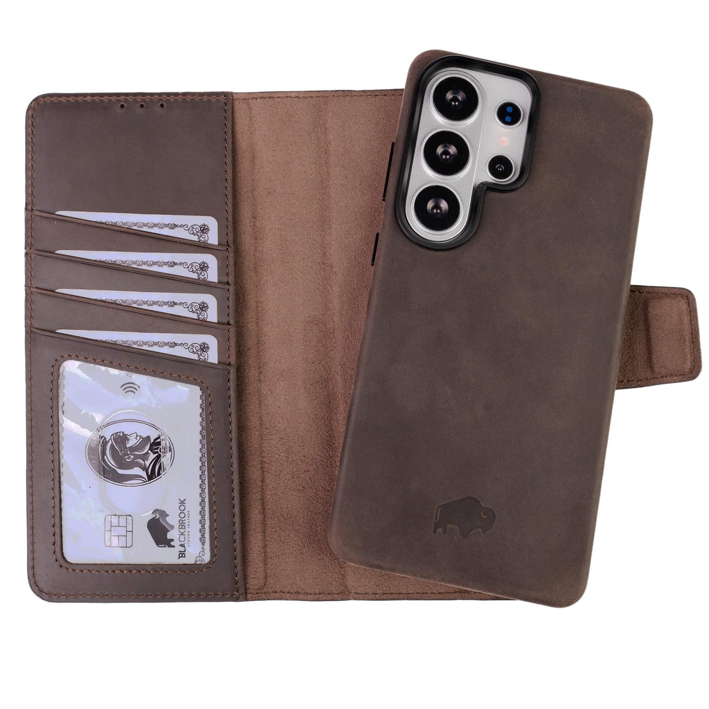 BLACKBROOK Wallet Case for Samsung S26 Ultra – Carter 2-in-1 Detachable Folio for MagSafe, Full Grain Leather, 4 Card Slots, Cash & ID Pockets, RFID Protection