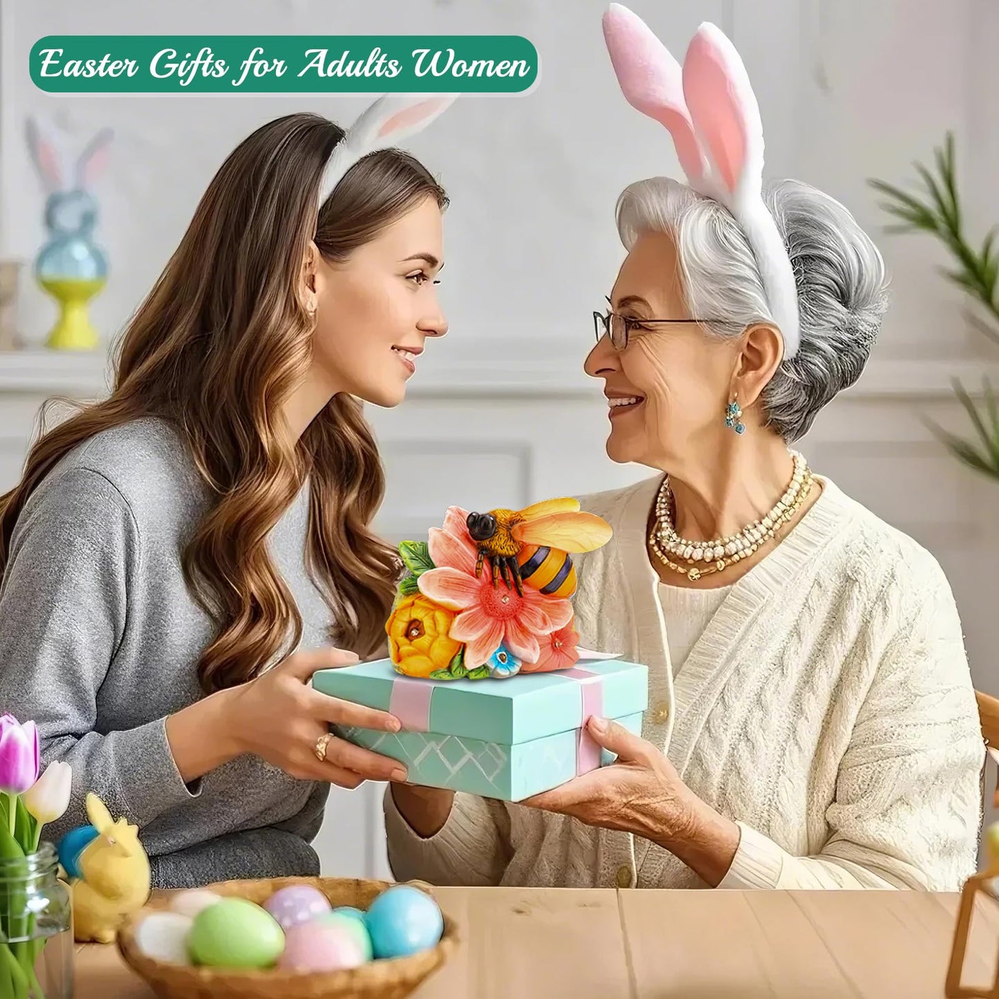 Linkax Birthday Easter Gifts for Adults Women Mom Grandma, Solar Bee Lights Outdoor Garden Decor for Outside Patio Yard Porch Home, Honey Figurine Gardening Housewarming Gifts New Home